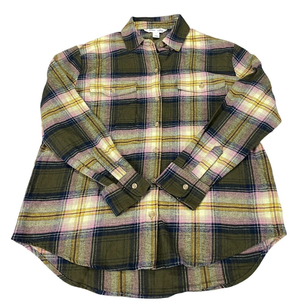 Old Navy Boyfriend Shirt Women Small Multi Plaid Flannel MSRP: $39‎